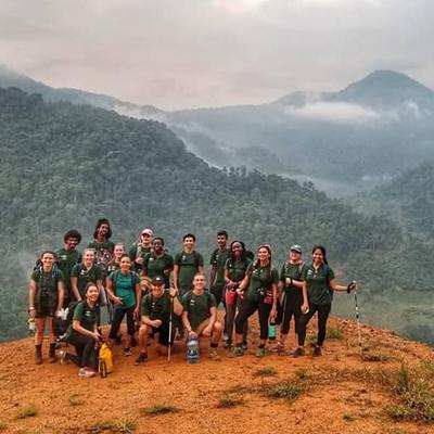 Students By a Mountain